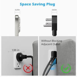 Elecan - Cable de alimentación de repuesto para computadora portátil de 45 grados, ángulo de 45 grados, sin costuras, 5-15P a IEC 320 C5, cable de CA universal de 3 clavijas, para impresora de