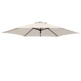 Green Bay 2.5m/6 Arms Replacement Parasol Garden Patio Umbrella Fabric Canopy Cover (Cream)