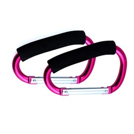 Stroller Hooks by Baby,Large Stroller Hooks for Mommy, 2 pcs Carabiner Stroller Hook Organizer for Hanging Purses, Diaper Bag, Shopping Bags. (Rose Red)