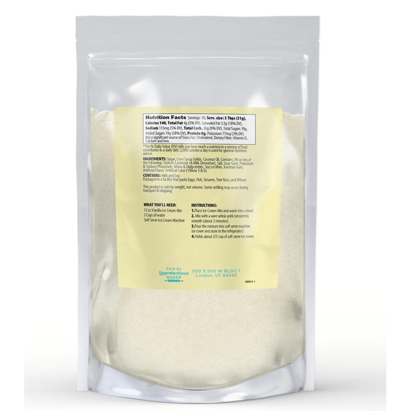 Unpretentious Vanilla Soft Serve Ice Cream Mix, 12 oz, Rich