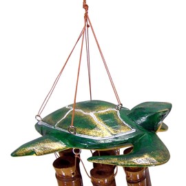 Wowser Bamboo Turtle Windchime, Outdoor Garden Décor, 32 Inches
