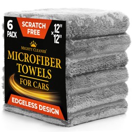 Toallas de microfibra súper suaves para coches, sin bordes, 6 unidades (12 x 12 pulgadas), toalla sin arañazos de alta calidad, ideal para secar, deta