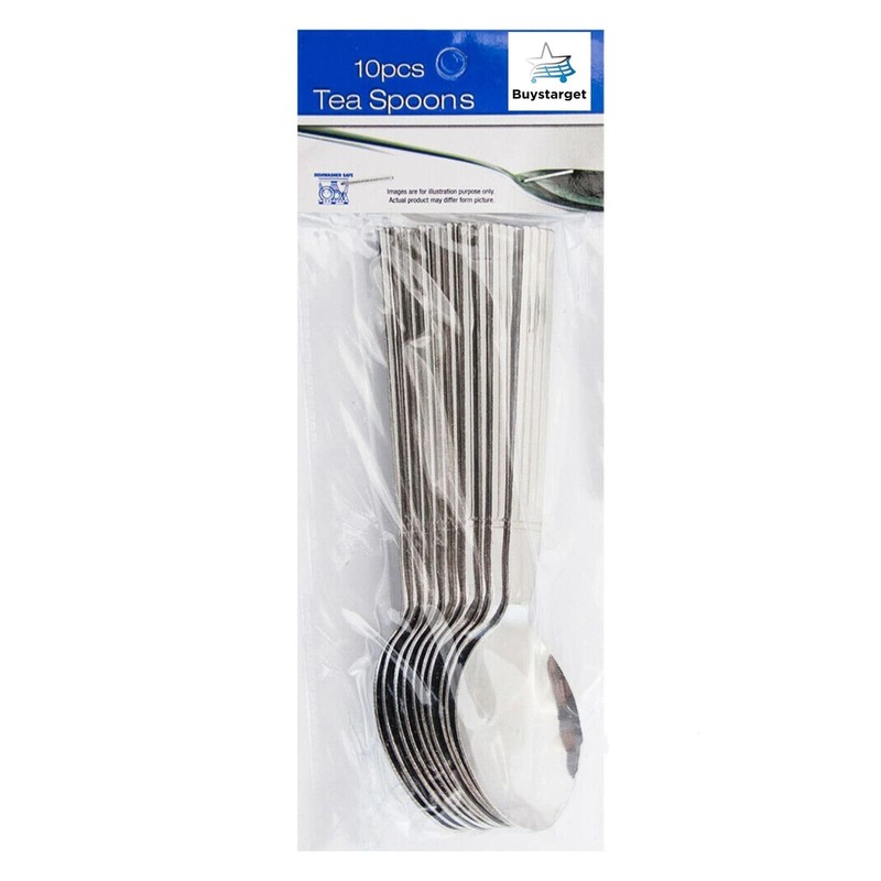 Buystarget 10pcs Teaspoons Set Stainless Steel Tea Spoons Food Grade