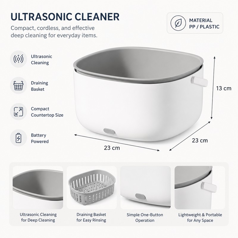 Ultrasonic Produce Washing Basket for Kitchen Prep – Battery-Powered Fruit