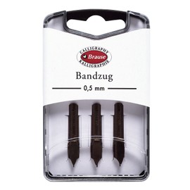 Brause - Ref 318005B - Bandzug 0.5 mm Calligraphy Nibs (Pack of 3) - Chisel Point Nib, Ideal for Latin Calligraphy, Solid Metal Construction, Ink Reservoir on Top
