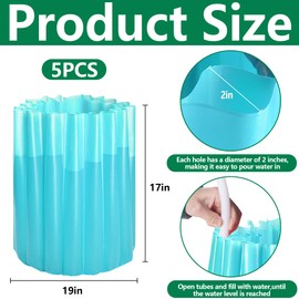 Adnee 5 Pack Water Filled Plant Protectors-19 x 17 Inch Reusable Wall of Water Plant Covers for Tomato Plants-Blue Early Season Insulating Plant Protective Cover for Outdoor Winter Freeze Protection