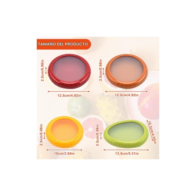 Recipientes Silicona Reutilizables 5 Unidades para Nevera, Conserva Cebolla, Tomate,