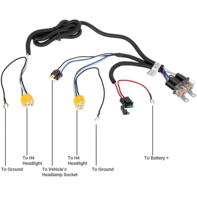 Gebildet 1 x 12 V H4 Wiring Harness Relay, Halogen