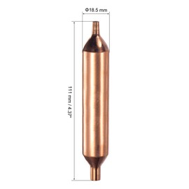 sourcing map Copper Refrigerator Filter Dryer 18.5 x 111mm with 2 End Inner Dia 3 x 6mm 3pcs