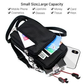 YINHEXI Small Crossbody Bags for Women Trendy, Mini Triple Compartment Cell Phone Crossbody Wallet Purses (Black-02)