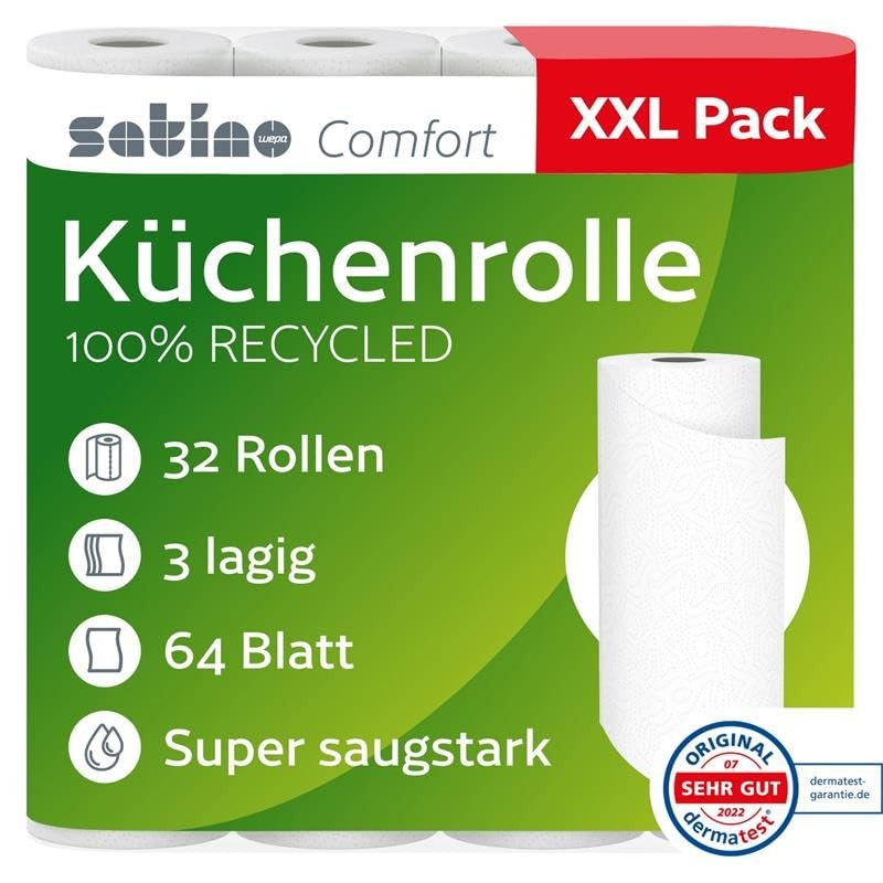 Kitchen Roll 3-Ply – 32 Rolls – 64 Sheets per