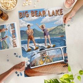 Lantern Press 1000 Piece Jigsaw Puzzle, Big Bear Lake, California, Water Skiing Scene