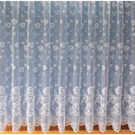 Maple Textiles Floral Net Curtain in Victorian Jacquard Design White Sold By The Metre Width (36'' (91 cm) Drop)
