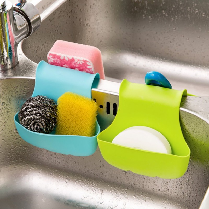 2 Pack Sponge Holder for Double-Sink, FineGood Saddle Caddy Brush