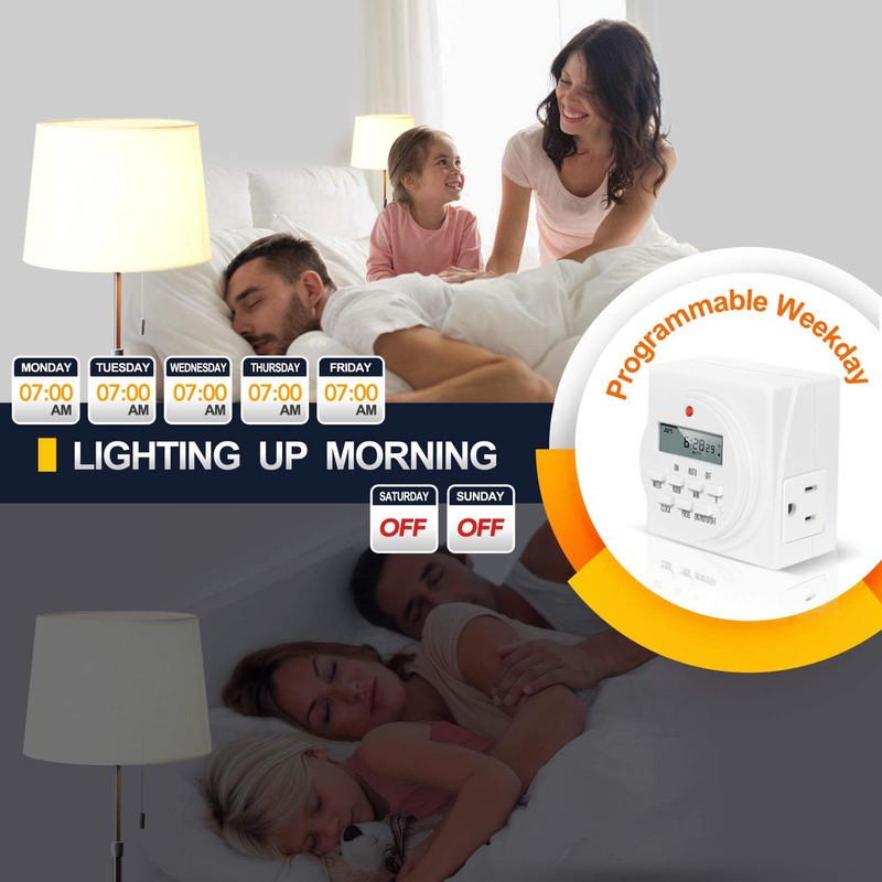 iPower 7 Day Heavy Duty Digital Programmable Electric Timer, Indoor