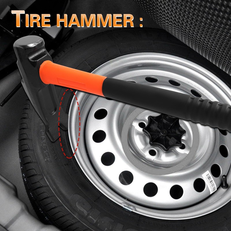 20 Inch Tire Hammer with Tire Bead Breaker-Duck-Billed Design for