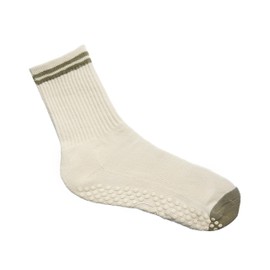 Your Reformer Non-Slip Grip Women’s Crew Socks For Pilates, Yoga, Barre and More 100% Cotton, Sand/Khaki, Small