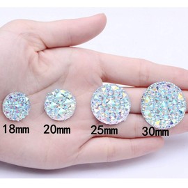 MajorCrafts 20pcs 20mm Crystal AB Multi-Facets Flat Back Round Resin Rhinestones
