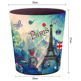Lingxuinfo Retro Style Small Trash Can Wastebasket, Decorative Trash Can Waste Paper Basket Waste Container Bin for Bathroom, Bedroom, Office and More, 10L Capacity (Tower Bicycle)