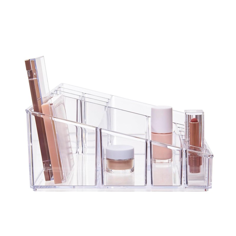 STORi Audrey Clear Vanity Makeup Organizer | 15-Compartment Holder for