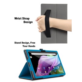 Case for Acer Iconia Tab P10, 10.4 inch, Acer Iconia Tab P10 Tablet Case, Folding Stand Protective Cover with Pencil Holder and Wrist Strap, Full Protection. (Light Blue)