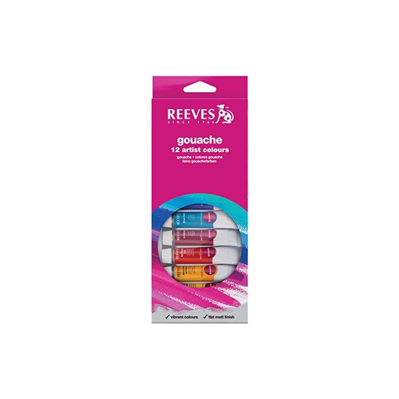 Reeves Gouache Colour Tube Set, 10 ml - 12 Pack