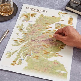 Maps International Whisky Distilleries Collect and Scratch Print - Poster for Scotch lovers - 11.69 (w) x 16.53 (h) inches