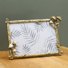 Gold Mushroom Metal Picture Frame 6 X 4 Inch Floral Photo Frame Home Decor Gift Present
