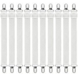 Adjustable Bed Sheet Tensioners - Set of 10 with Metal Clips