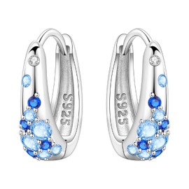 CYMYSS Cubic Zirconia 925 Sterling Silver Earrings Women's Hoop Earrings Silver Hoop Earrings for Women Gifts for Women, Mothers and Their Loved Ones, Sterling Silver, No Gemstone
