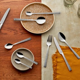 Amefa Felicity Coffee Spoons Set of 6, High-Quality Small Spoons, Hammered Tea Spoon in Hammered Design, 18/0 Coffee Spoon, Stainless Steel, Dishwasher Safe