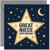 Happy Birthday Great Niece Card Navy Space Stars Greeting Card