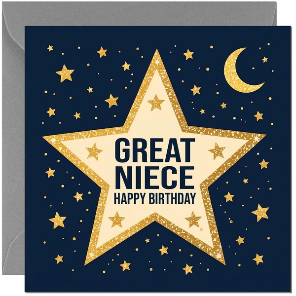 Happy Birthday Great Niece Card Navy Space Stars Greeting Card