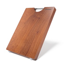 Brosisincorp Real Solid Sapele Cutting Board One Piece No Glue Non Toxic All Whole Single Wood Butcher Block Thick Hard Wood Heavy Duty Edge Grain (Medium, 14.96"L*11.02"W*0.98"Th)
