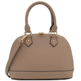 Zip-Around Saffiano Classic Dome Satchel (Travertine)