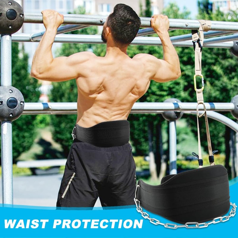 Dip Belt With Chain,Weightlifting Belt or Pull-Ups, Powerlifting, Squats, and