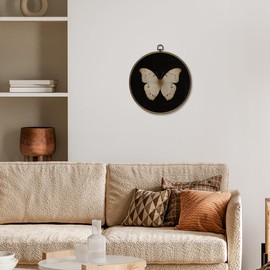 OINDADE Vintage Retro Butterfly Round Wall Art Decor, Dark Cottagecore Butterfly Wall Art Hanging Decor, Vintage Rustic Butterflies Black Framed Canvas Artwork for Living Room Farmhouse, 10x10in