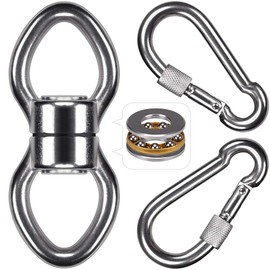SELEWARE Silent Bearing Swing Swivel with 2 Carabiners, 360° Rotational Device Hanging Accessory for Tree Swing, Hammock Chair, Yoga,1200LB Capacity