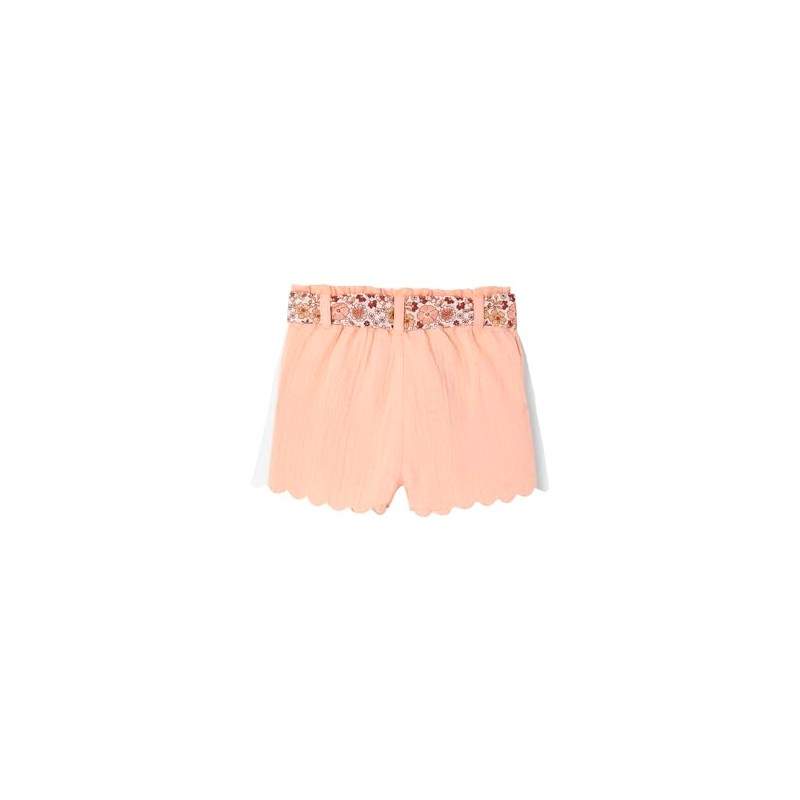 Vertbaudet Baby Muslin Shorts with Flower Belt, apricot