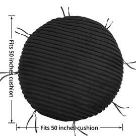 HOMBYS Fluffy Shaggy Cover for Papasan Chair Cushion, Plush Faux Fur Slipcover ONLY, (Without Cushion) Removable Soft Papasan Cushion Covers with 8 Ties, (Black, 55"x55")