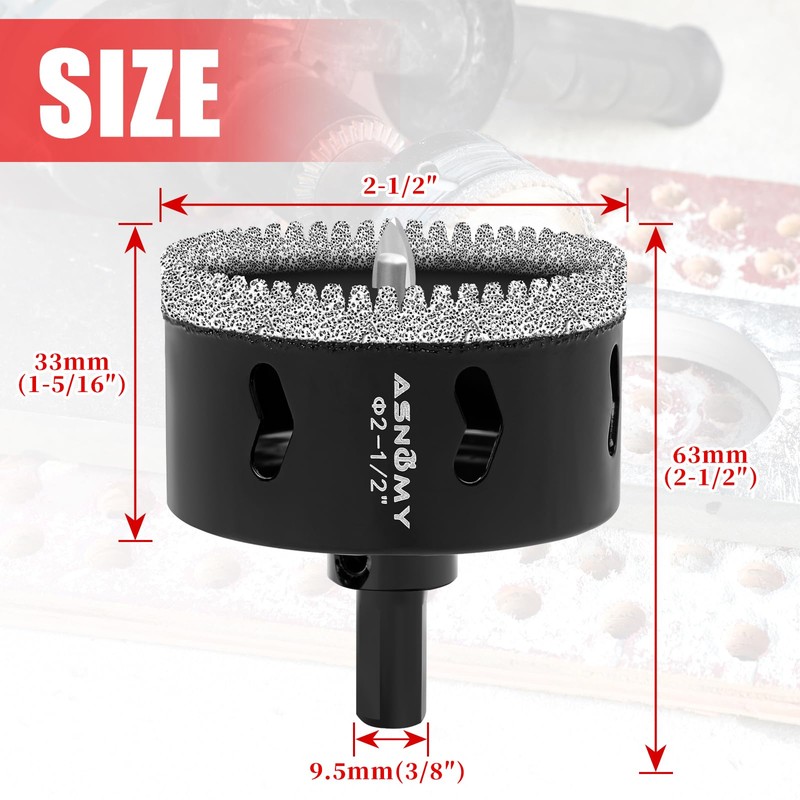2-1/2 Inch Diamond Hole Saw with Pilot Drill Bit, 2-1/2"