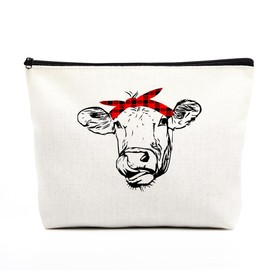 fkovcdy Western Makeup Bag Cow Print Stuff Cow Gifts Western Accessories for Women Birthday Graduation Christmas Cow Western Stuff for Sister Female Her Coworker Aunt Cow Lovers Travel Organizer