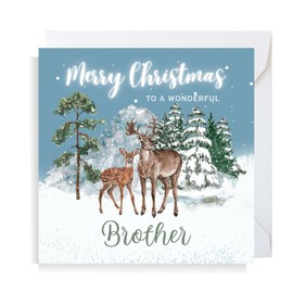 Second Ave Brother Christmas Reindeer Square Xmas Holiday Festive Greetings Card