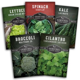 Cool Weather Garden Seeds Collection | Fall & Spring Planting – Grow Broccoli, Kale, Lettuce, Spinach & Cilantro | Cold Hardy Winter Vegetables – Survival Garden Seeds