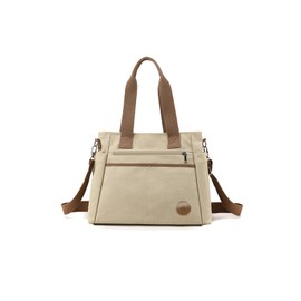 CORIOS Canvas Crossbody Bag for Women Casual Shoulder Bag Multi-Pockets Tote Handbag Ladies Top Handle Bag Large Messenger Bag Fashion Satchel Bag for Shopping Travel Office Work Daily Use Khaki