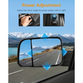 ITOPUP Towing Mirrors Fit for 1998-2001 For Dodge For Ram 1500 For Ram 2500 For Ram 3500 Truck Tow Mirrors Power Control Heated With Turn Signal Light Black Cap 1 Pair of Mirrors Left and Right Side