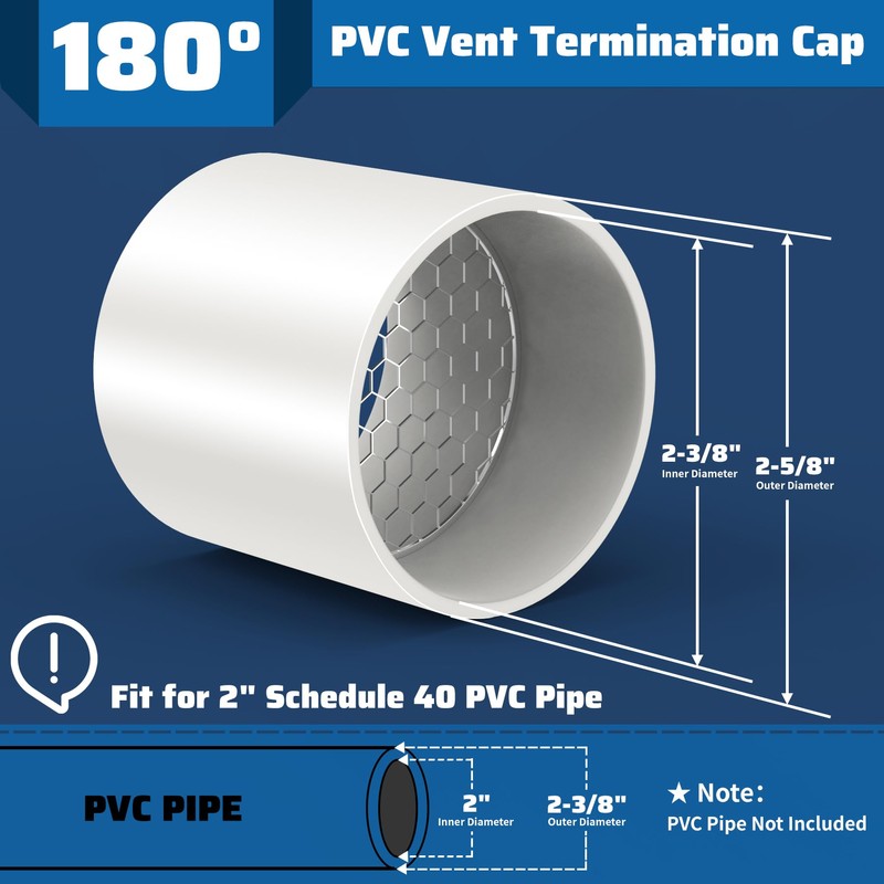 Pearwow PVC Vent Termination Cap, 1 Pcs Roof Vent Cap