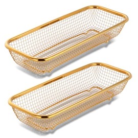 Buyer Star Stainless Steel Cutlery Drawer Organizer Pack of 6, Gold Mesh Storage Baskets with 4 Triangle Racks, Stackable Utensil Holder for Holding Flatware Kitchen Utensil