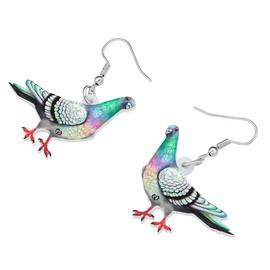 RAIDIN Acrylic Colourful Dove Bird Dangle Drop Earrings for Women Girls Cute Animal Bird Hypoallergenic Hook Earrings Jewellery Gifts for Mum Party Charms, Acrylic, No Gemstone