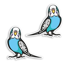 2 x 10cm Cute Blue Budgie Vinyl Stickers - Budgerigar Bird Sticker #70677